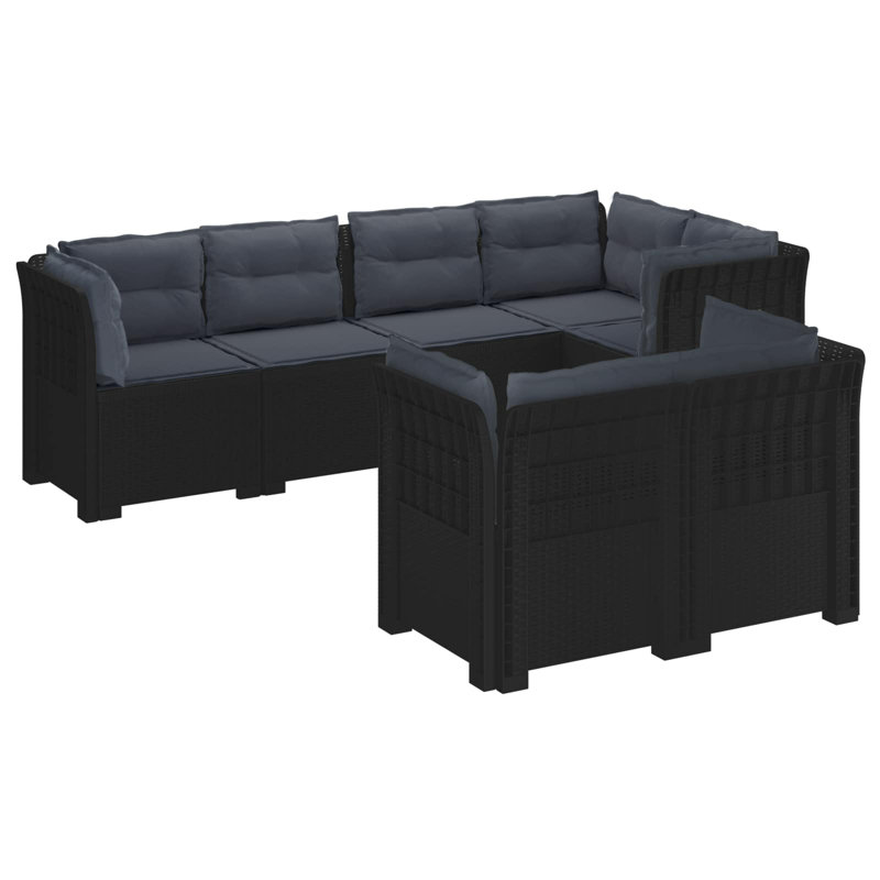 234 cm W Patio Sofa with Cushions, Light Grey, Anthracite