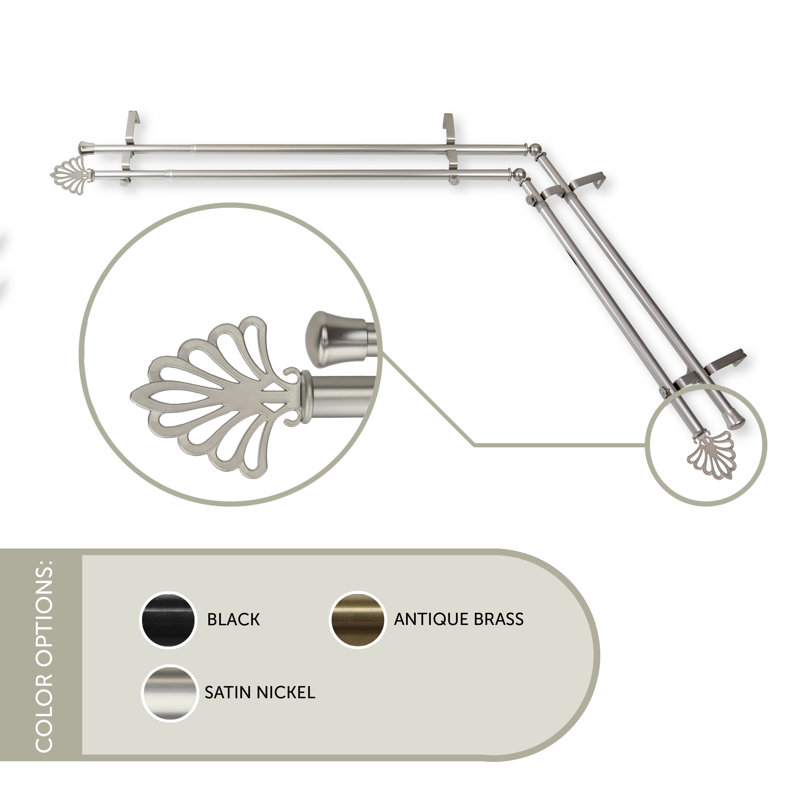 Ensemble de tringle à rideaux double et quincaillerie pour fenêtre de coin Rawtenstall, H 48 po x l 84 po, Nickel satiné