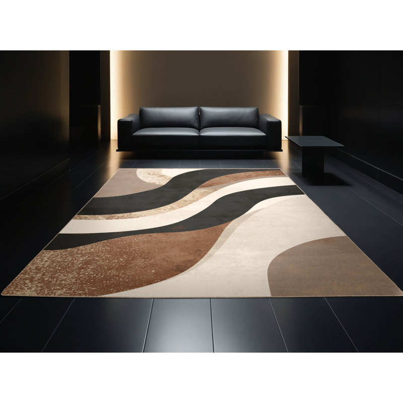 Tapis beige moelleux moelleux Art Deco, 8 x 12