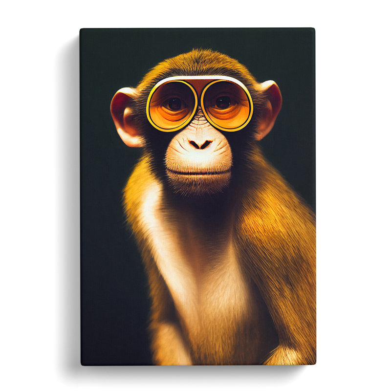 A Monkey In Glasses No.1 - Print, Wrapped Canvas, 50cm H x 35cm W x 3cm D