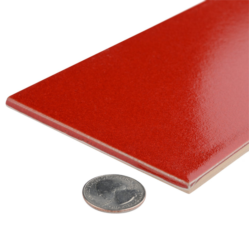 Projectos 4" x 8" Ceramic Subway Wall & Floor Tile, Bold Red