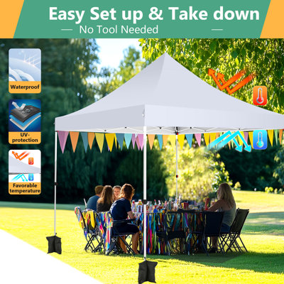 3x3m Pop Up Canopy with 4 Sidewalls, Canopy Tent 3x3 for Parties, Backyard, Commercial