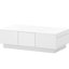 Table basse moderne avec plateau extensible et espace de rangement caché, table blanche élégante, 2 rangements et tiroirs, pour une vie fonctionnelle à la maison