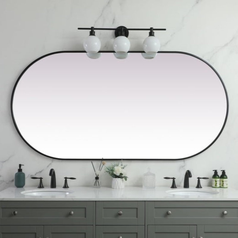 Miroir mural Elington, Noir, 72 po x 36 po 