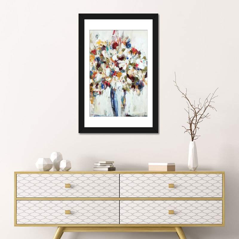 « jubilant », reproduction sur toile, Papier avec cadre noir, Blanc, H 32 po x l 24 po x P 1 po