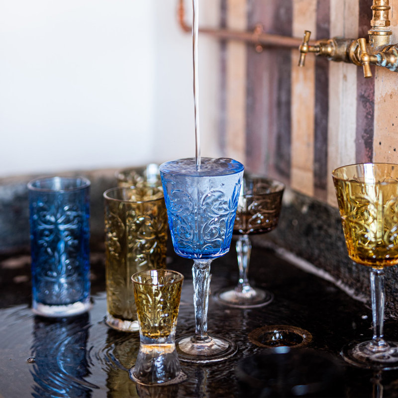 Barocco Handmade Wine Glass, Cobalt