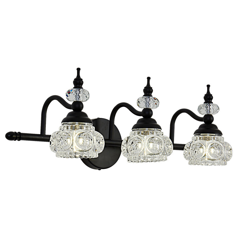 Luminaire de meuble-lavabo vintage 3 lumières 22,24 po en laiton antique, Noir