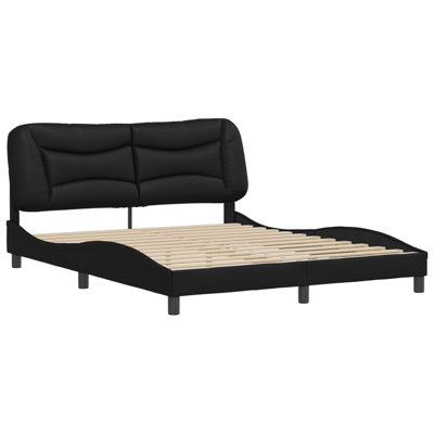vidaXL Bed Frame without Mattress Hvar Black 152x203 cm Faux Leather