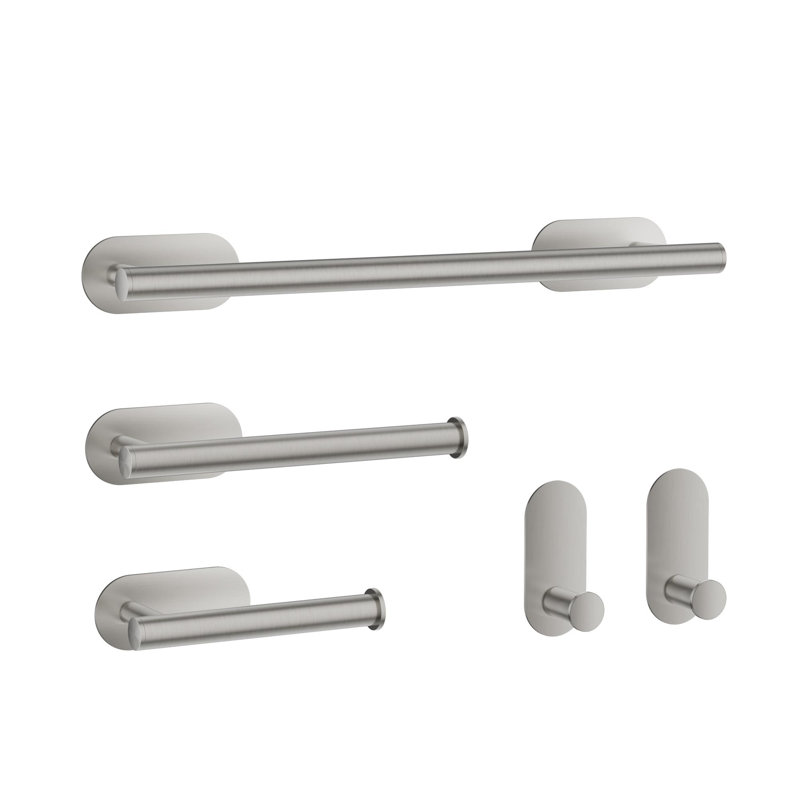 Rove Brushed Nickel 5 pieces Decorative Bathroom Hardware sets, Brushed Nickel