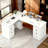 L-Shaped Executive Desk With Built-In Outlets, 66 Inch Office Desk With Drawers, White-974881579