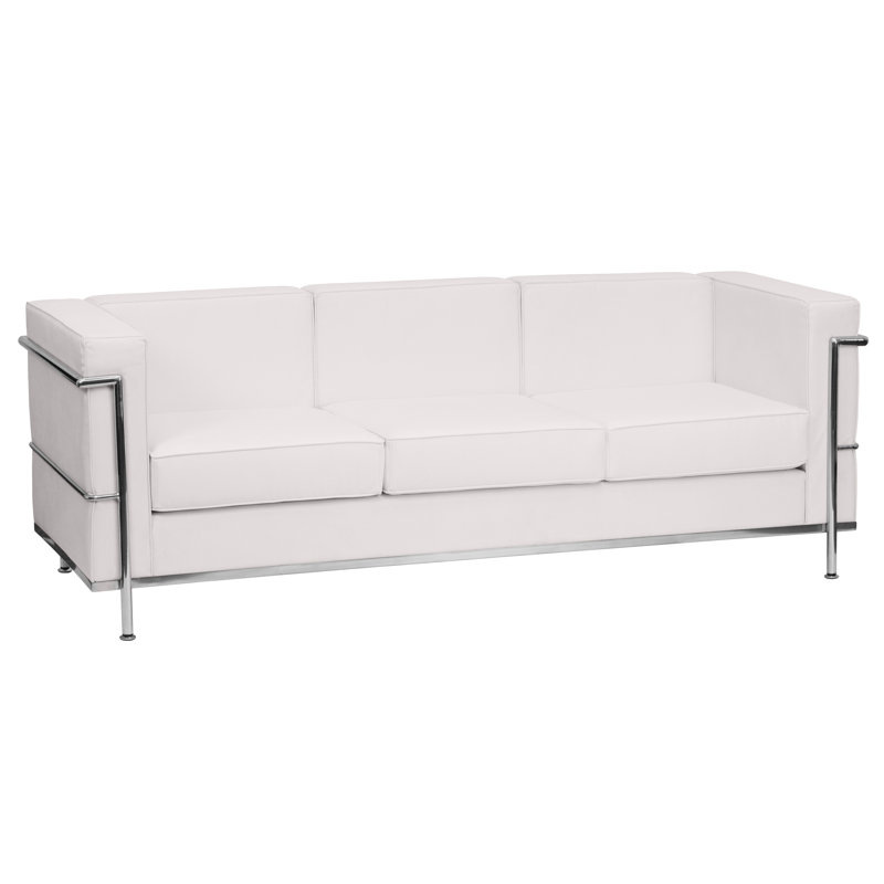 Canapé contemporain en cuir LeatherSoft avec cadre à double barre Igballe, Blanc
