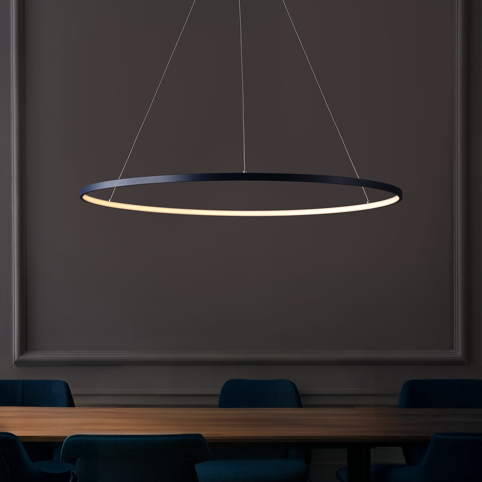 Odin Single Light Dimmable LED Pendant, 0.75" H x 34.88" W x 34.88" D, Navy