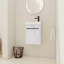 Meuble-lavabo mural 16 po avec lavabo en céramique et porte d'armoire à fermeture en douceur, pour petite salle de bain-126528308