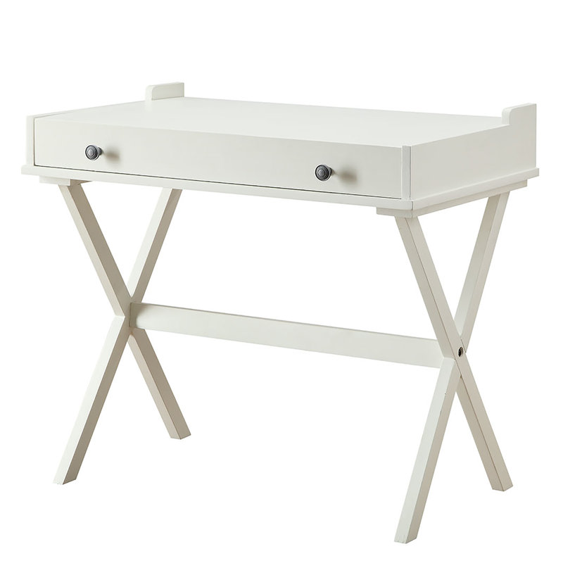 Elegant Ivory 34.25" Compact Flip Top Desk with Cork Board and Storage Drawers, Antique White
