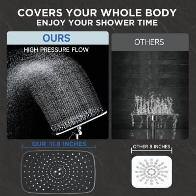 Rain Shower Head and Wide Showerhead Combo