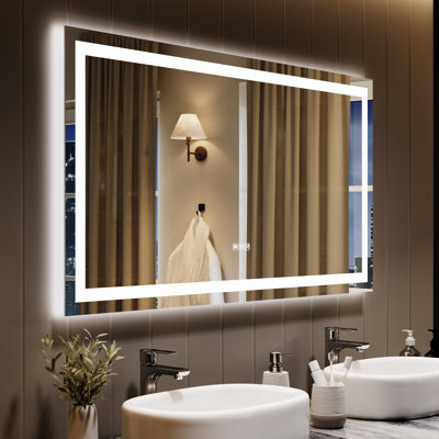 LED Bathroom Mirror with Lights, Backlit + Front Lit, Dimmable, Anti-Fog for Wall, Memory Function, Shatter-Proof
