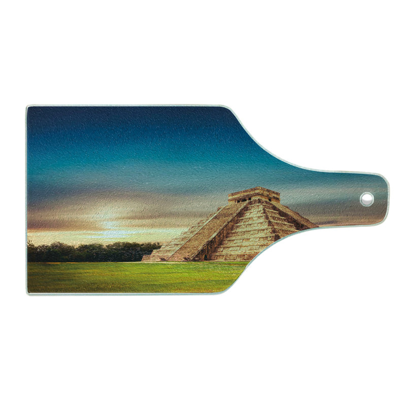 Planche à découper Ambesonne en verre trempé Kukulkan Yucatan bleu nuit multicolore