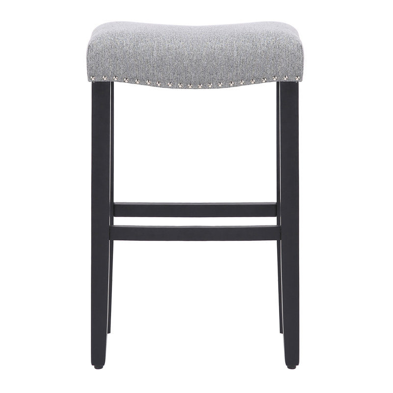 Tabouret de bar et de comptoir rembourré Jameson, Tabouret de bar (siège d'une hauteur de 29 po), Gris / Noir