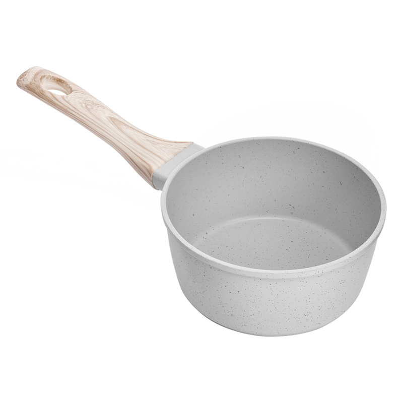 Casserole de 1,5 pte, casserole antiadhésive avec couvercle en verre trempé, casserole de cuisson polyvalente avec poignée détachable, petite casserole de cuisine avec revêtement, compatible avec l'induction, blanc