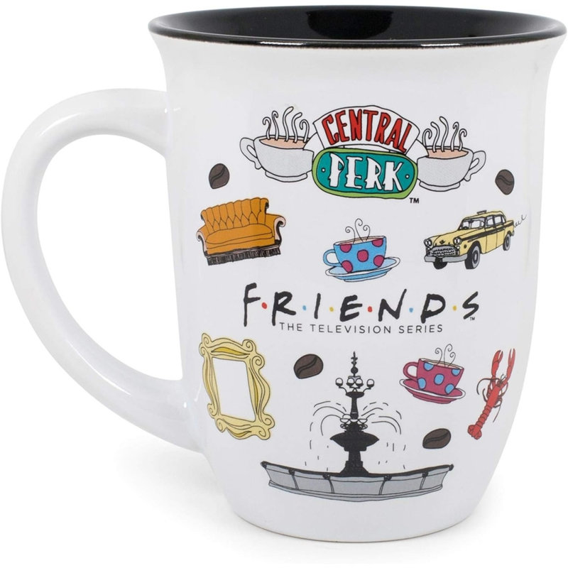 Grande tasse en céramique avec bordure à amis Friends, 16 onces
