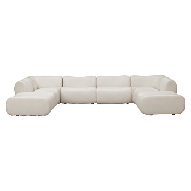 Canapé modulaire en tissu recyclé Chue, Mélange de polyester crème