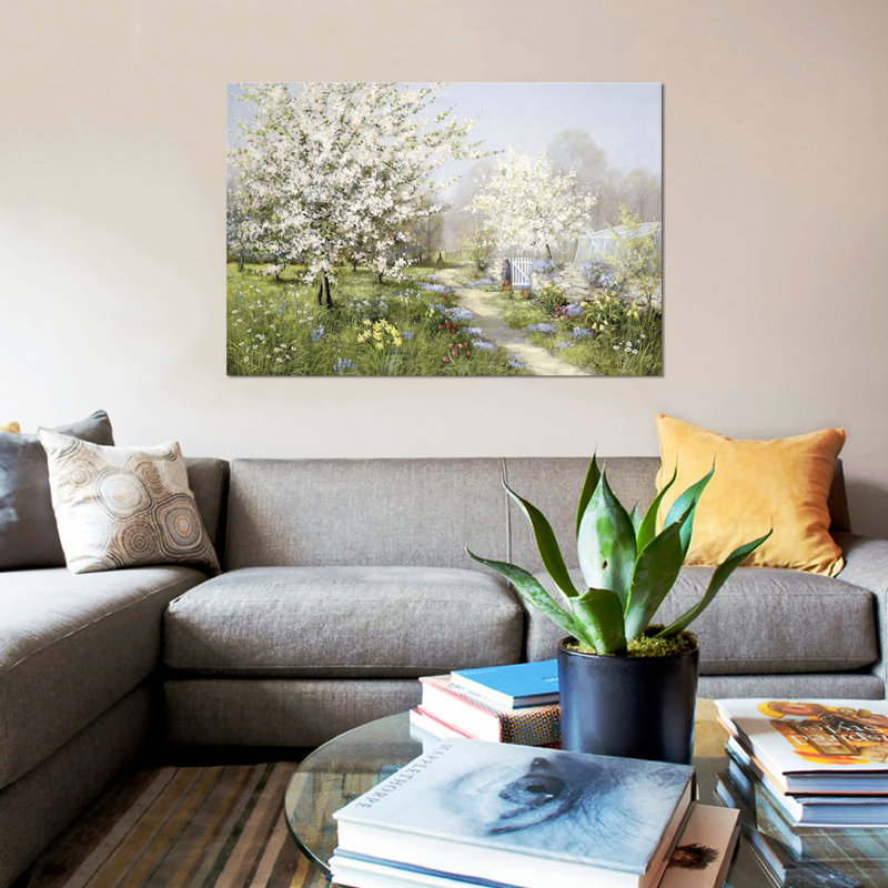 «Spring Blossoms», reproduction sur toile, H 40 po x l 60 po x p 1,5 po, Toile avec cadre noir, Pas de tapis