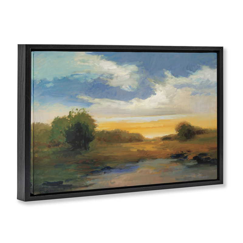 Cadre flottant Charismatic Clouds Sunset, design par Vicki McMurry, Cadre flottant noir de jais, H 17 po x l 25 po