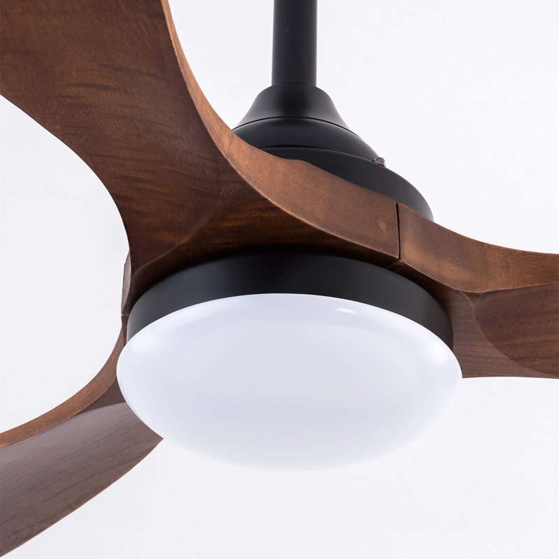 52 Inch Indoor Ceiling Fans With Lights, Dimmable LED, 3 Solid Wood Blades, Ceiling Fan With Remote Control Reversible DC Motor