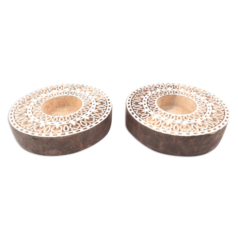 0.9'' H Wood Tabletop Tealight Holder