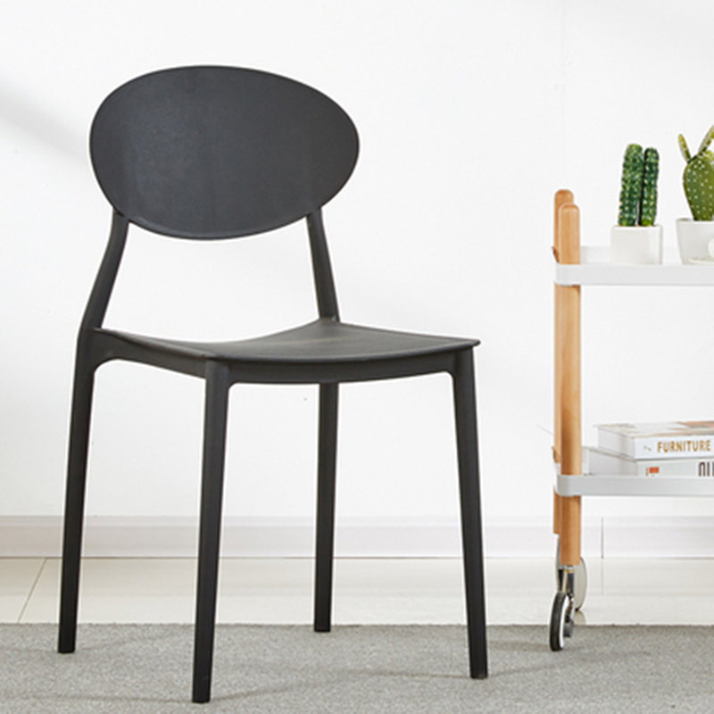 Stacking Patio Dining Side Chair, Black