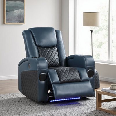 SYROVA Premium Power Motion Recliner w/ Bluetooth Speakers, Wireless Charger & Cooling Cup Holder - Ultimate Tech Comfort