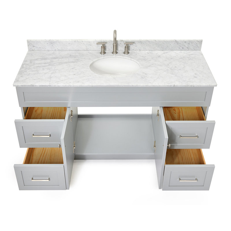 Ensemble de meuble-lavabo simple 61 po avec miroir Partham, Gris