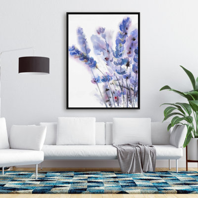 Aquarelle, fleurs de lavande sur toile