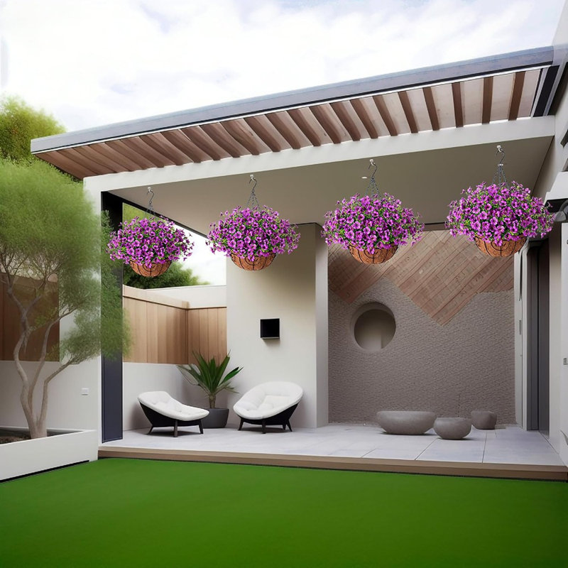 Panier suspendu à fleurs artificielles pour l'extérieur