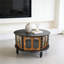 Round Real Wood Veneer Coffee Table with Cabinet Storage, 31.5 Inch, Sleek Black and Walnut, Compact for Small Spaces-129762157