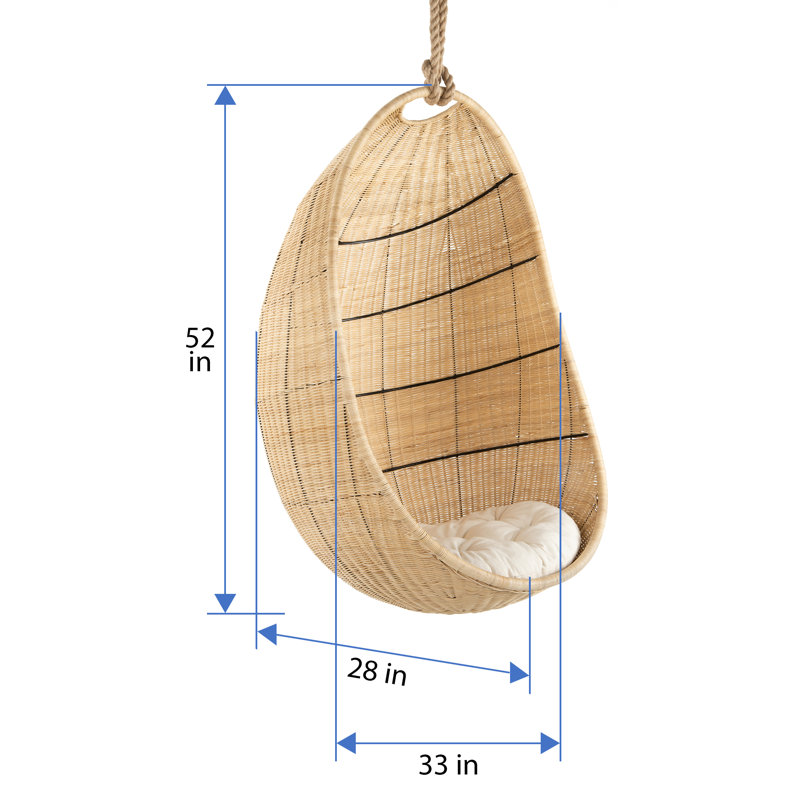 Balancelle suspendue en osier avec coussin de siège Artemiusz, couleur naturelle