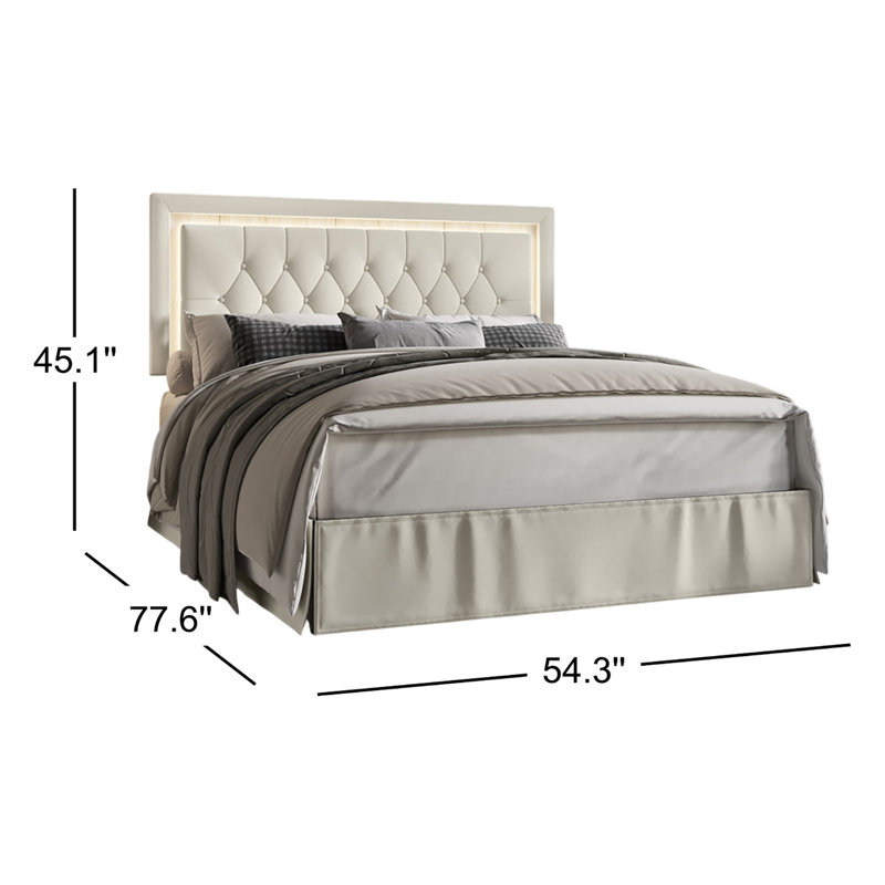 Très grand lit plateforme tapissier Epworth, Gris chaleureux, Double