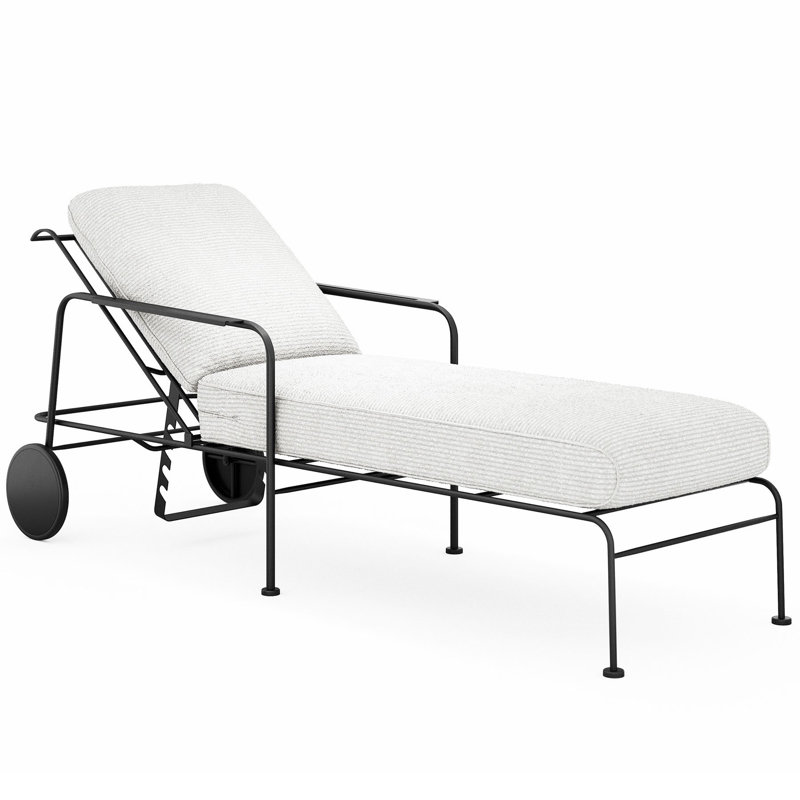 Chaise longue, Lin sésame, Brun châtaigne