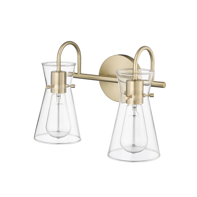 Éclairage pour meuble-lavabo à 2 lumières à intensité variable Stalcup, Or moderne