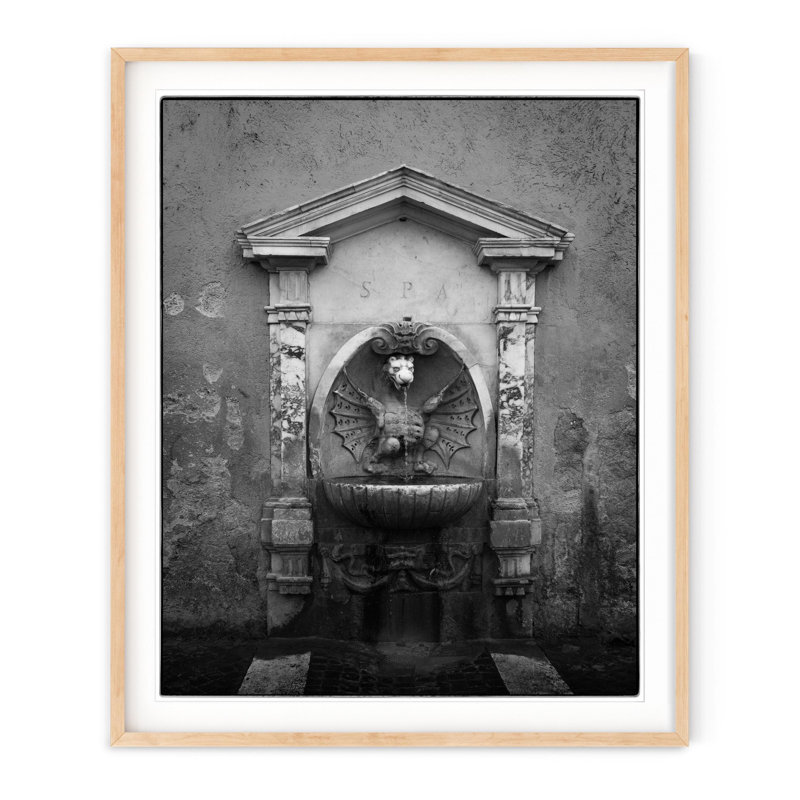 Roman Spa Fountain - Picture Frame Photograph on Paper , 28" H x 23.5" W, Natural Framed