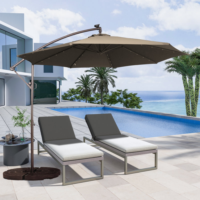 11 Ft. Outdoor Lighted Cantilever Umbrella, Tan