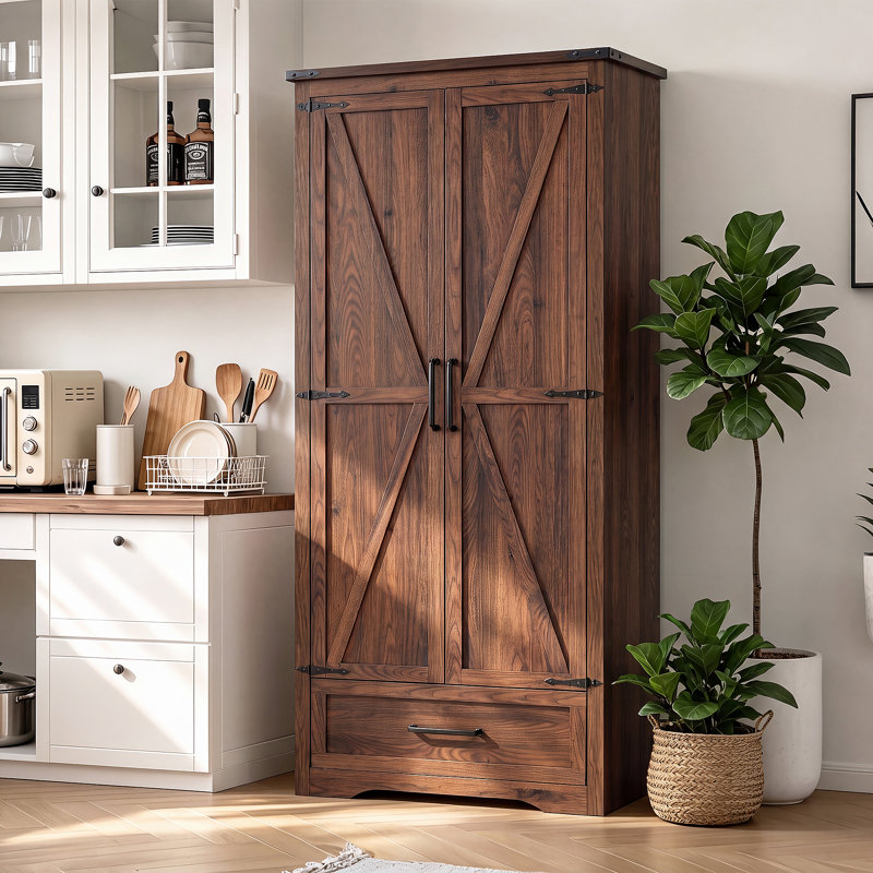 Armoire de cuisine 72 po Farmhouse, Brun