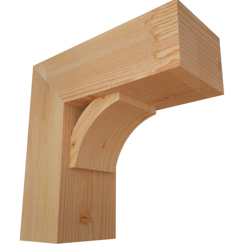 7 1/2"W x 18"D x 18"H Thorton Block Smooth Bracket w/ Offset Brace, Douglas Fir, 18 x 18, 7 1/2"W Douglas Fir (Smooth)