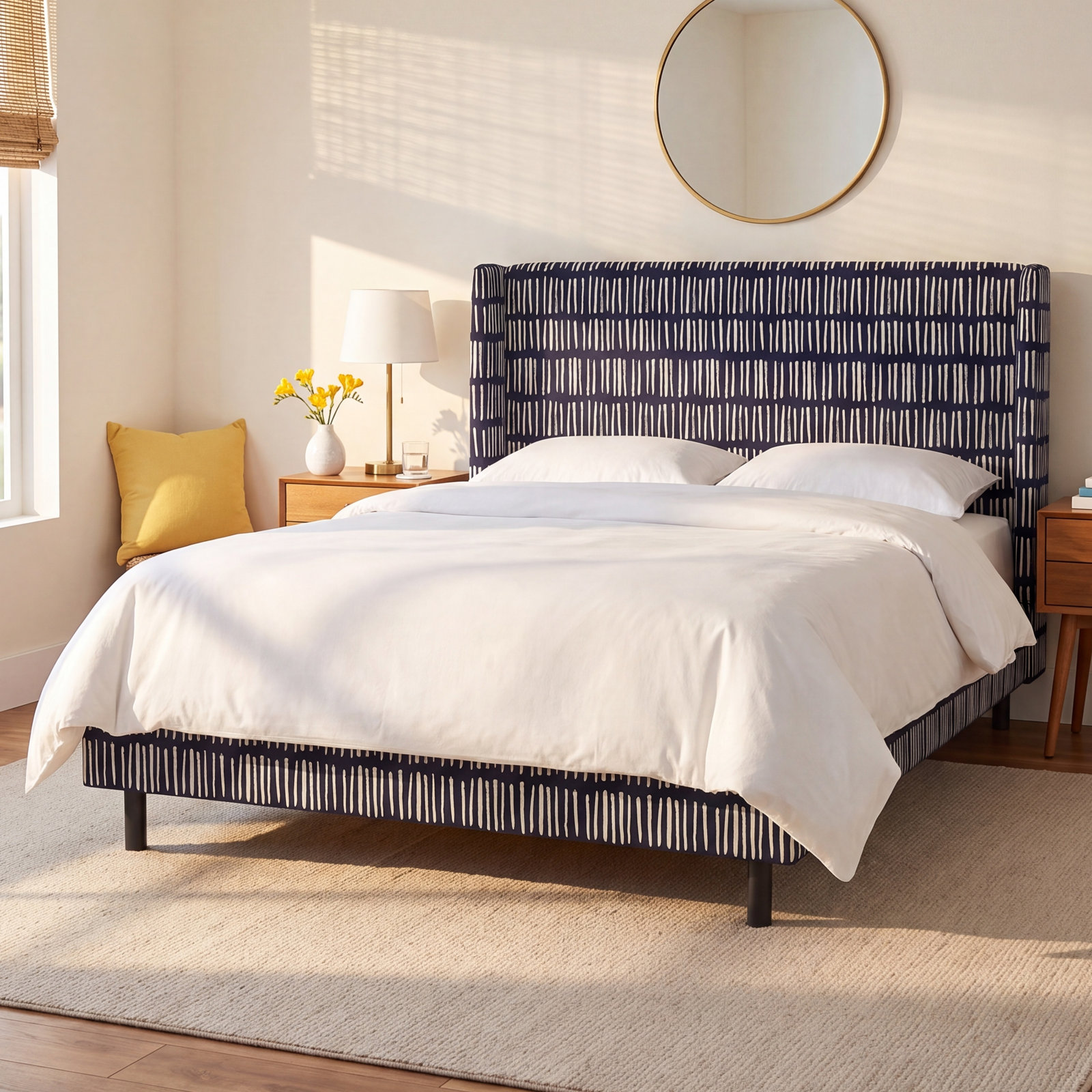 Lapa Wingback Bed, Full, Dash Navy