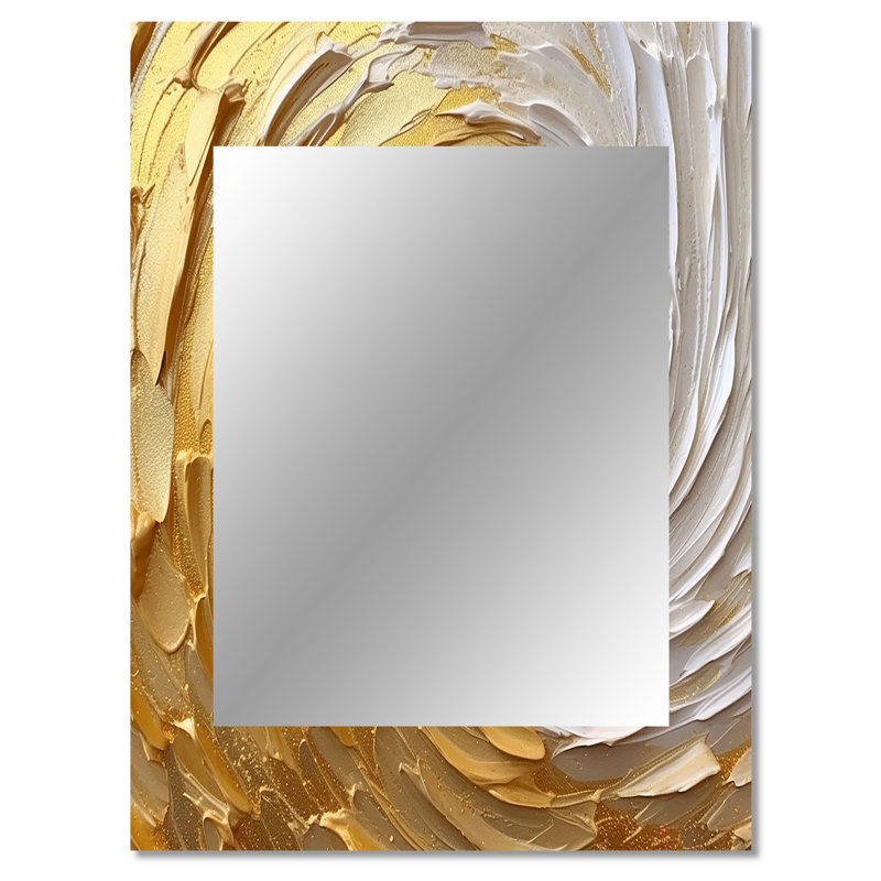 Gold and Cream Enchanted Whirls I - Abstract Spirals Decorative Wall Mirror, Modern Large Mirror, Printed Metal Art