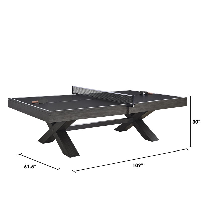 Blake 109'' Black and Kona Wood Table Tennis with Net
