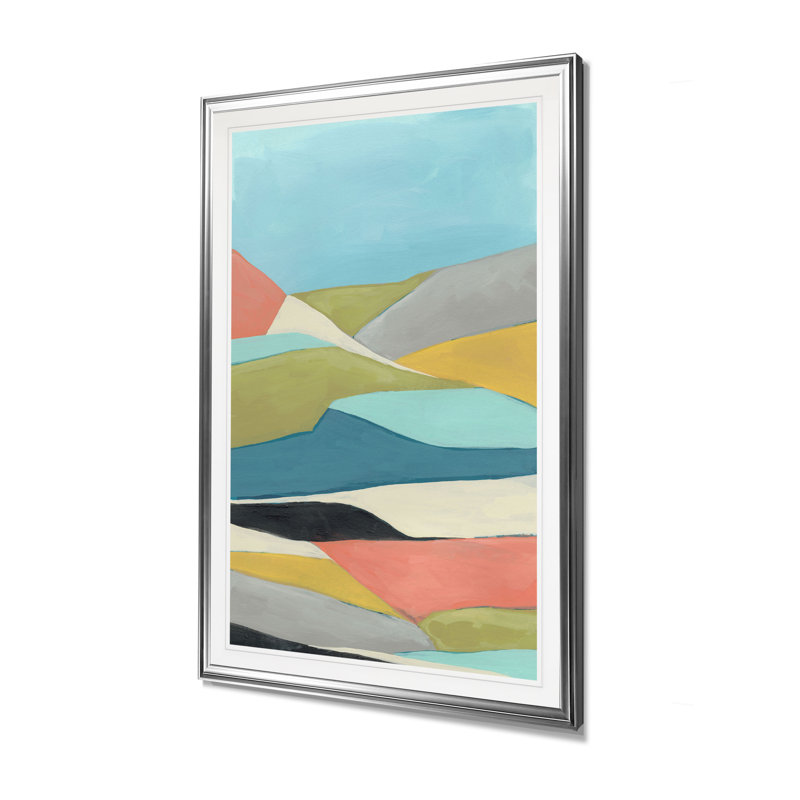 Geoscape II - Impression, H 45 po x l 30 po x P 1,5 po, Cadre argenté