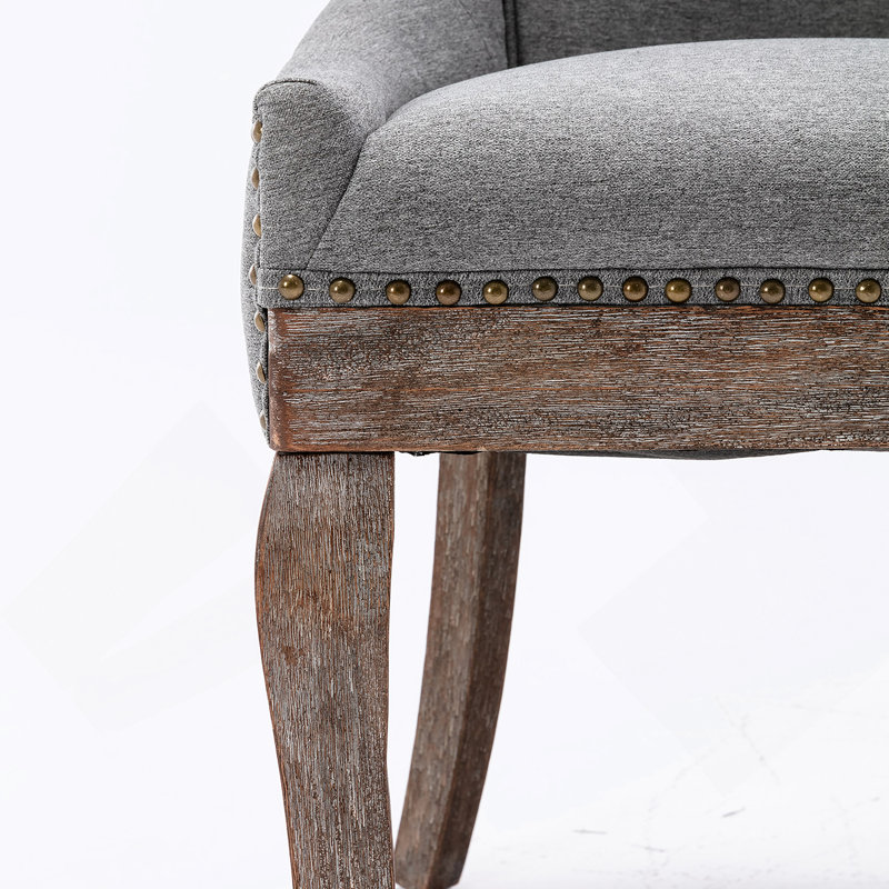 Chaise d'appoint latérale, chaises en tissu épaissi avec pieds en bois massif aux tons neutres, Gris