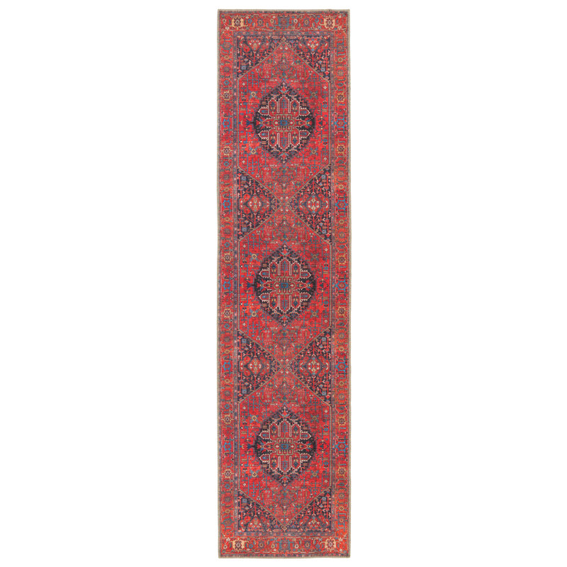 Tapis oriental en polyester tissé à la machine Harman, Tapis de couloir 2 pi 6 po x 10 pi