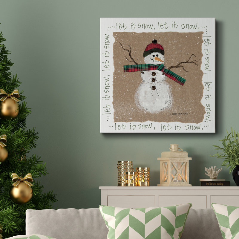 Bonhomme de neige - Toile tendue avec châssis de qualité supérieure - prête à être accrochée, H 32 po x l 32 po x P 1 po
